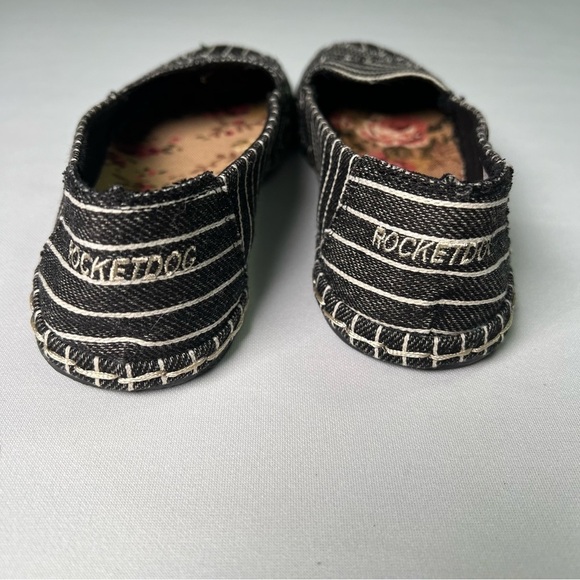 Rocket Dog Black & White Fringe Stripe Afina Aloe Canvas Slip-On Sneakers 6M - Picture 5 of 9